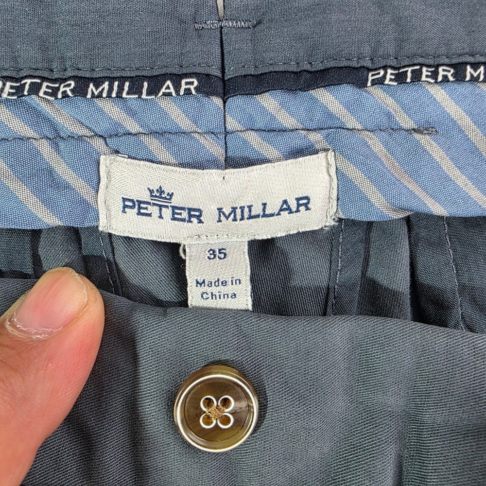 NEW Peter Millar Crown Gray Cotton Cashmere Blend Flat Front Trousers Mens 35x35 - Picture 6 of 14